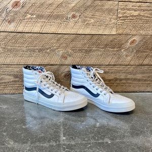 White leather hightop Vans